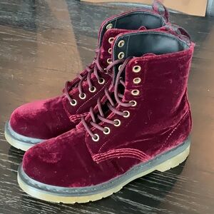 Dr. Martens Page Burgundy Velvet Boots